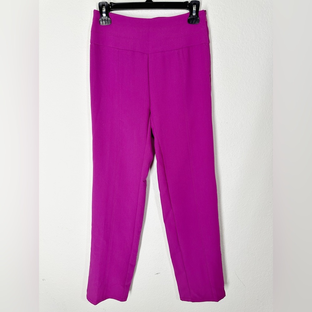 NWT Bebe Tuxedo Style Tailored Straight Pant With Satin Waistband Fuchsia $119